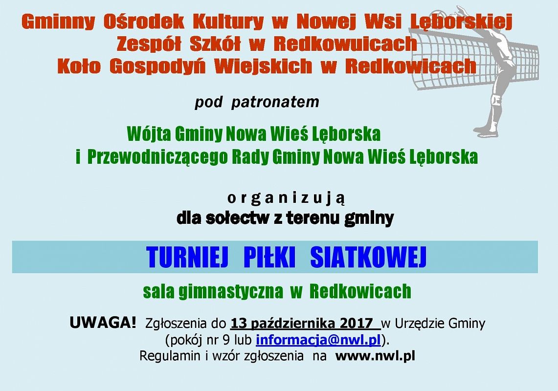 Grafika 1: Zapraszamy do Redkowic  na siatkówkę