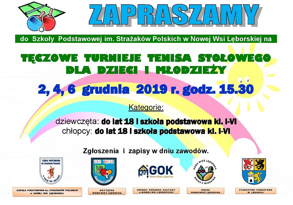 Grafika 1: ZAPRASZAMY DZIECI I MŁODZIEŻ NA TĘCZOWE TURNIEJE
