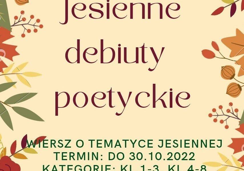 Plakat konkursowy jesienne debiuty poetyckie