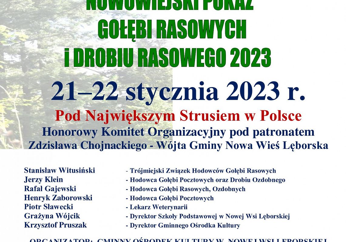 Grafika 1: NOWOWIEJSKI POKAZ GOŁĘBI I DROBIU RASOWEGO 2023 zmienia formę na wirtualną NOWOWIEJSKI WIRTUALNY