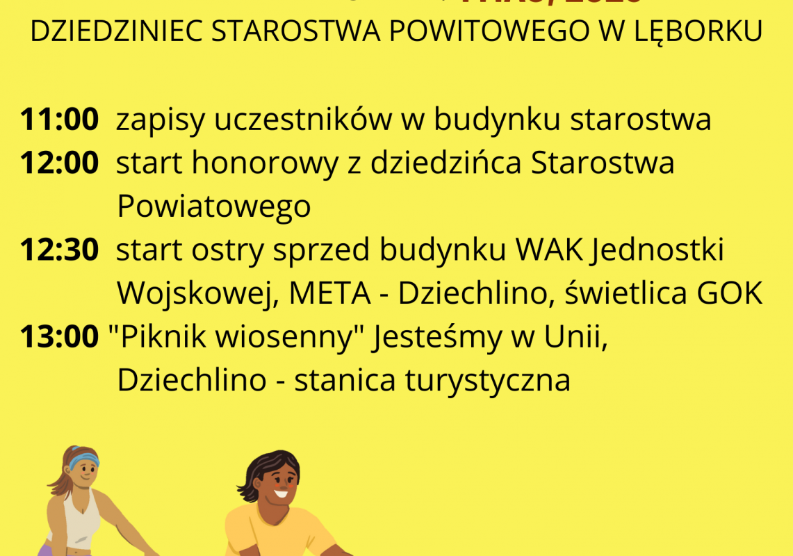 Grafika dekoracyjna z informacją o rajdzie rowerowym