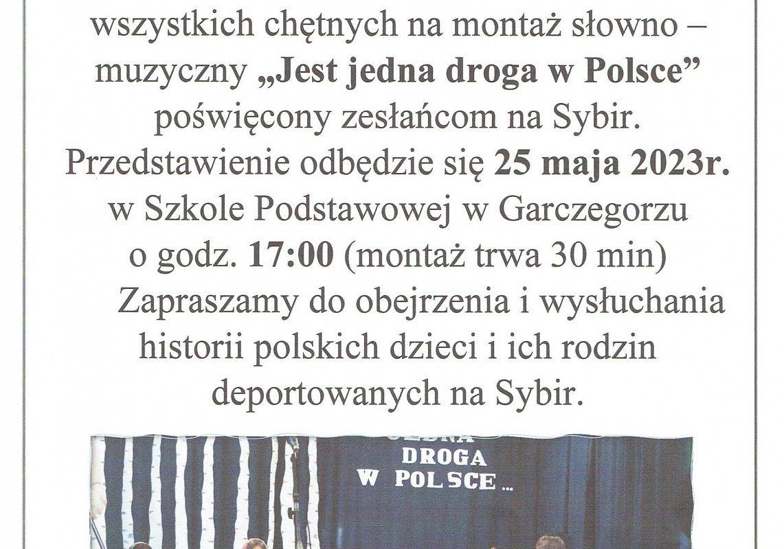 Grafika 1: Dzień Sybiraka. Zaproszenie do szkoły w Garczegorzu