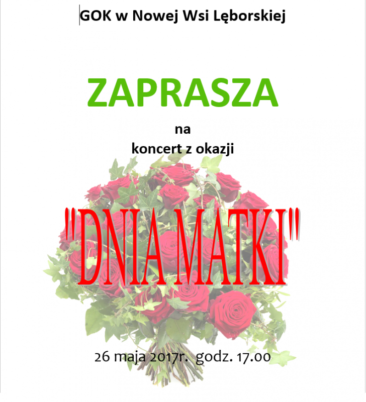 Grafika 1: Zapraszamy na koncert z okazji "Dnia Matki"