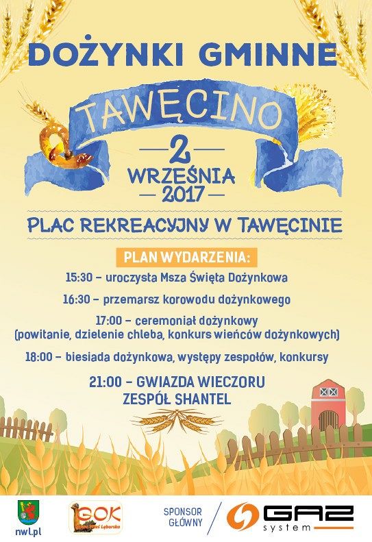 Grafika 1: Zapraszamy na Dożynki Gminne do Tawęcina