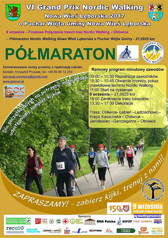 Grafika 1: ZAPRASZAMY 9 WRZEŚNIA DO OBLIWIC NA FINAŁ VI GRAND PRIX NORDIC WALKING NOWA WIEŚ LĘBORSKA 2017