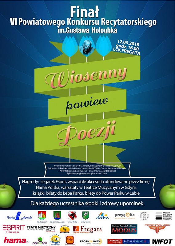 Grafika 1: VI Powiatowy Konkurs Recytatorski "Wiosenny Powiew Poezji" im. Gustawa Holubka