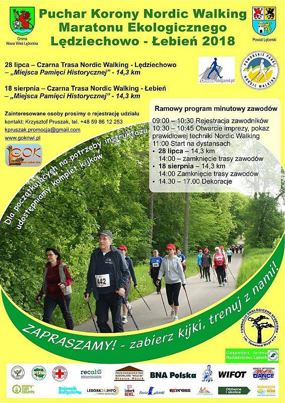 Grafika 1: Zaproszenie na Pucharu Korony Maratonu Ekologicznego w Nordic Walking  2018
