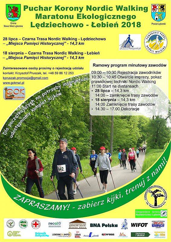 Grafika 1: Zaproszenie na Pucharu Korony Maratonu Ekologicznego w Nordic Walking 2018