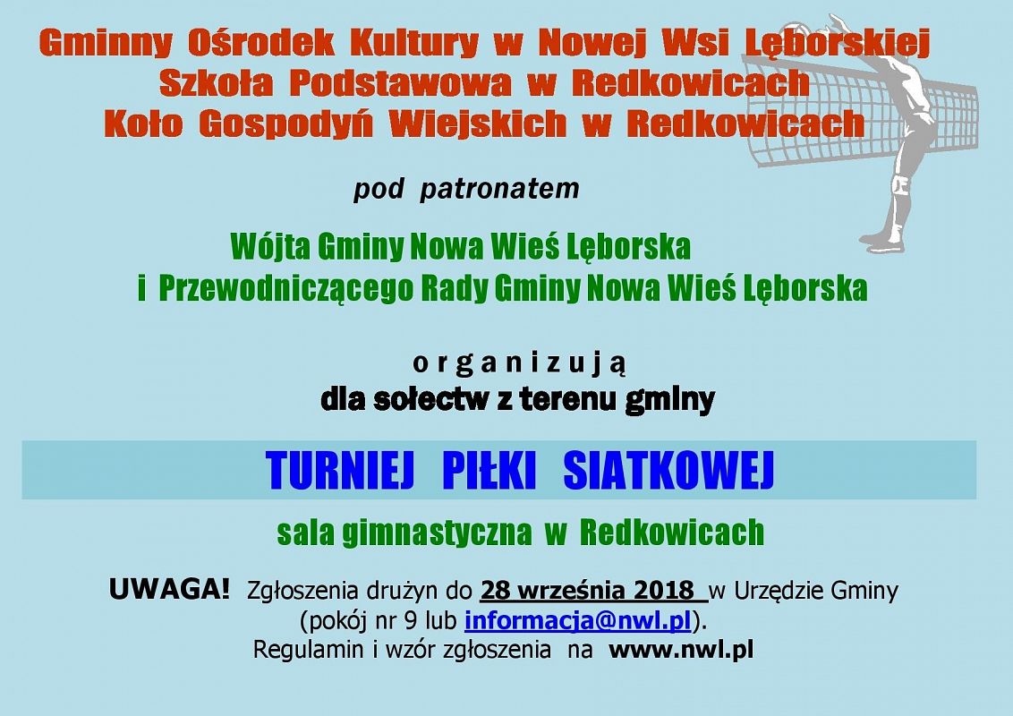 Grafika 1: ZAPRASZAMY DO REDKOWIC NA SIATKÓWKĘ