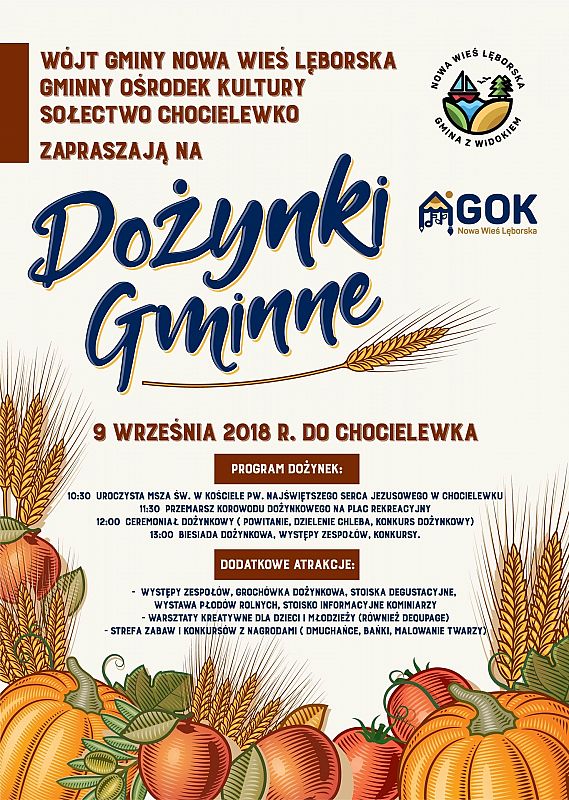 Grafika 1: Zapraszamy na Dożynki Gminne w Chocielewku