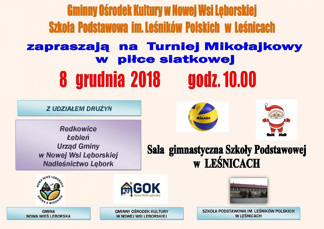 Grafika 1: Zapraszamy na Turniej Mikołajkowy w piłce siatkowej