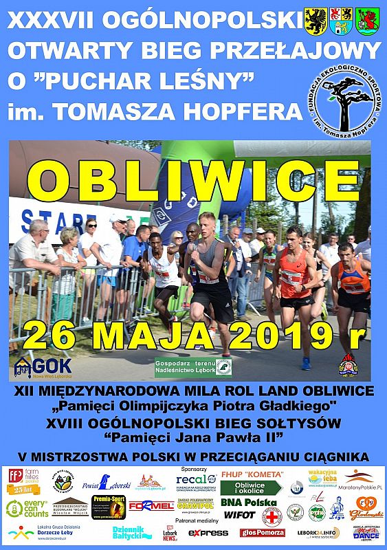 Grafika 1: Serdecznie zapraszamy na XII Międzynarodową Milę ROL LAND Obliwice pamięci Olimpijczyka Piotra Gładkiego