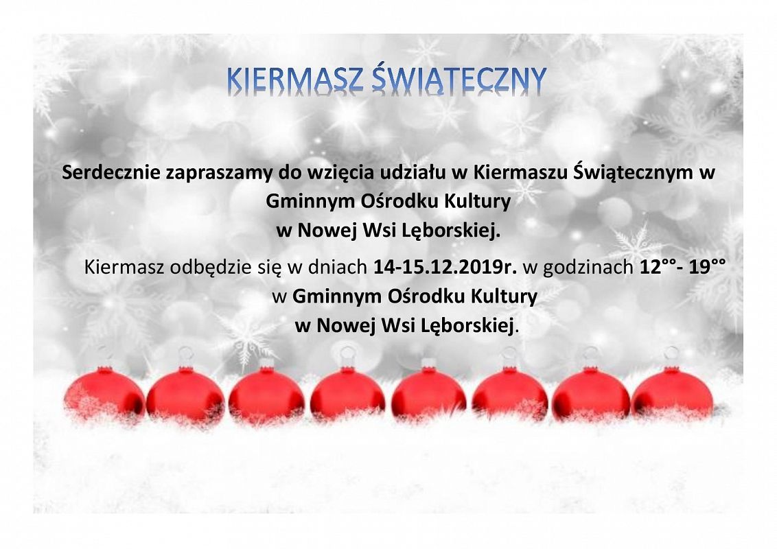 Grafika 1: Zapraszamy na KIERMASZ ŚWIĄTECZNY