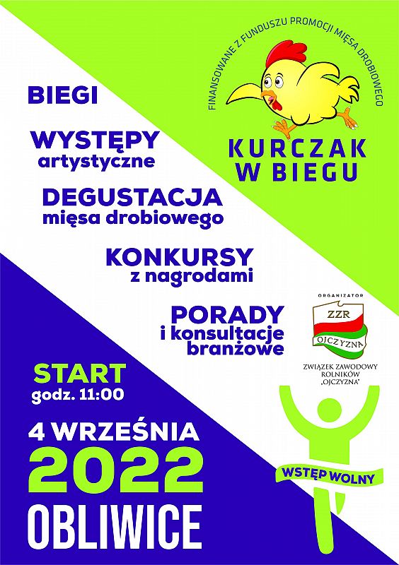 plakat kurczak w biegu