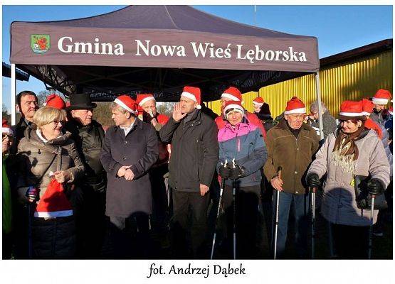 Grafika 4: Pierwszego  grudnia zapraszamy na VI Mikołajowy  Nordic Walking  Nowa Wieś Lęborska w Obliwicach ;  7,7 km ; czas przejścia ok. 1 godz. 20min.
