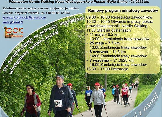 Grafika 22: LEONARD NACZK z Lęborka i KRYSTYNA KRÓLIKOWSKA z Krępy Kaszubskiej najlepsi w II Nordic Walking w Obliwicach