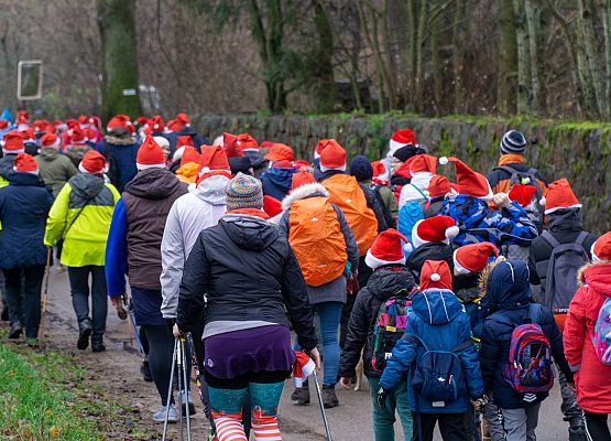 Grafika 22: Wszystkiego najlepszego w Nowym Roku 2020 życzą Mikołaje z VII Mikołajkowego Marszu w Obliwicach. Fotorelacja