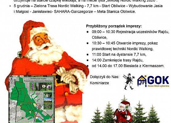 Grafika 3: 5 grudnia – Zielona Trasa Nordic Walking - Obliwice – „VIII Mikołajowe Nordic Walking Obliwice,  Nowa Wieś Lęborska 2020 ” -7,7 km