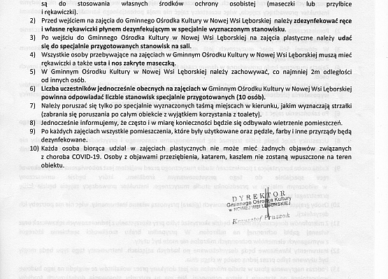 Grafika 4: Zarządzenie 5/2020 Dyrektora Gminnego Ośrodka Kultury w Nowej Wsi Lęborskiej