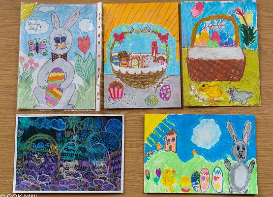 Prace konkursu plastycznego Wielkanoc zestaw 5 obrazków