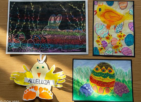 Prace konkursu plastycznego Wielkanoc zestaw 4 obrazków