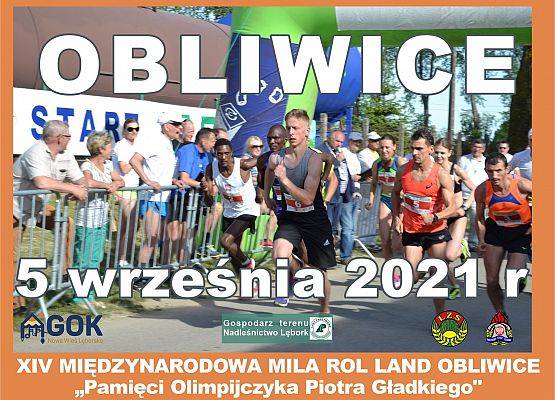 Plakat informujący o biegu w Obliwicach