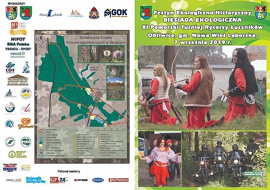 Grafika 3: Zapraszamy na Festyn Ekologiczno-Historyczny, XI Pomorski Turniej Rycerzy Łuczników do Obliwic