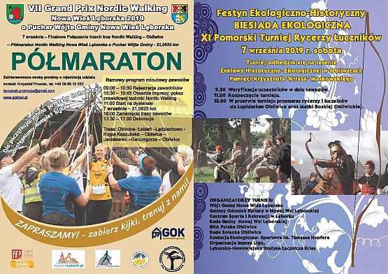 Grafika 2: Zapraszamy na Festyn Ekologiczno-Historyczny, XI Pomorski Turniej Rycerzy Łuczników do Obliwic