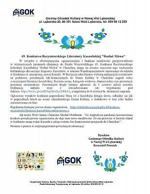 Grafika 2: 49. Konkurs Recytatorski Literatury Kaszubskiej "Rodnô Mòwa"