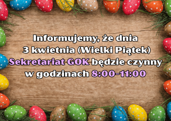 Zmiana godzin pracy sekretariatu dnia 3 kwietnia (Wielki Piątek) grafika