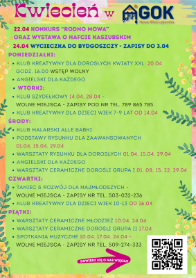 Zapraszamy do zapoznania się z harmonogramem na kwiecień! grafika