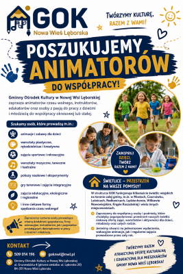 Gminny Ośrodek Kultury w Nowej Wsi Lęborskiej poszukuje animatorów do współpracy grafika